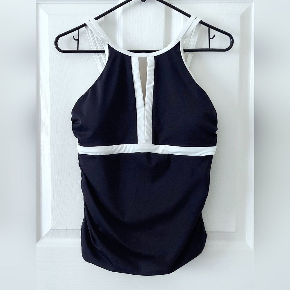 Coastal Blue Keyhole Halter Swim Tankini